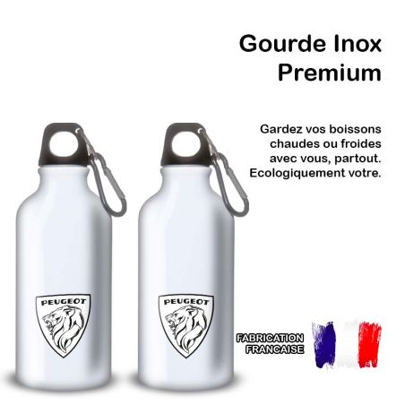 Gourde Alu et Thermos Peugeot Logo 1970's Gourde Alu et Thermos Peugeot Logo 1970's