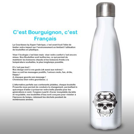 Gourde Alu et Thermos Tête de Mort motard