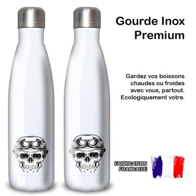 Gourde Alu et Thermos Tête de Mort motard