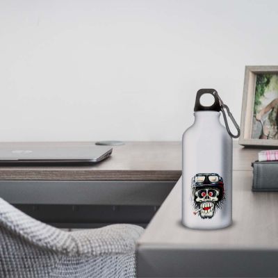 Gourde Alu et Thermos Tête de Mort motard fun
