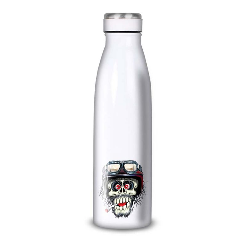 Gourde Alu et Thermos Tête de Mort motard fun