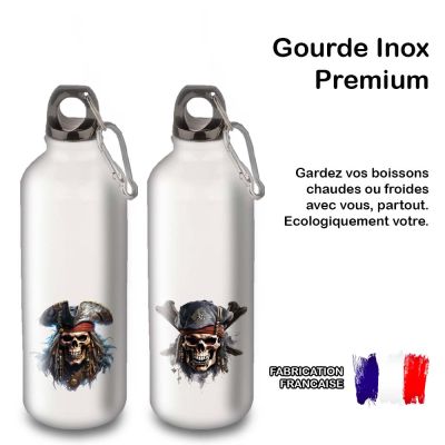 Gourde Alu et Thermos Tête de Mort Pirates
