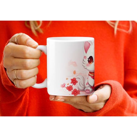 Mug chat Kawaii fleurs