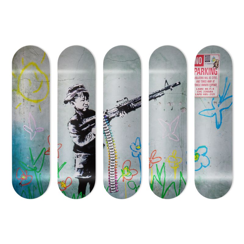 Décoration Murale Skateboard Design Flammes Classiques – Peinture à La Main Unique Et Personnalisée