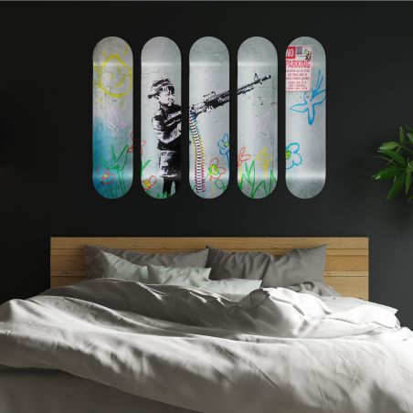 Skate Board décoration murale originale, No Parking, Banksy street art
