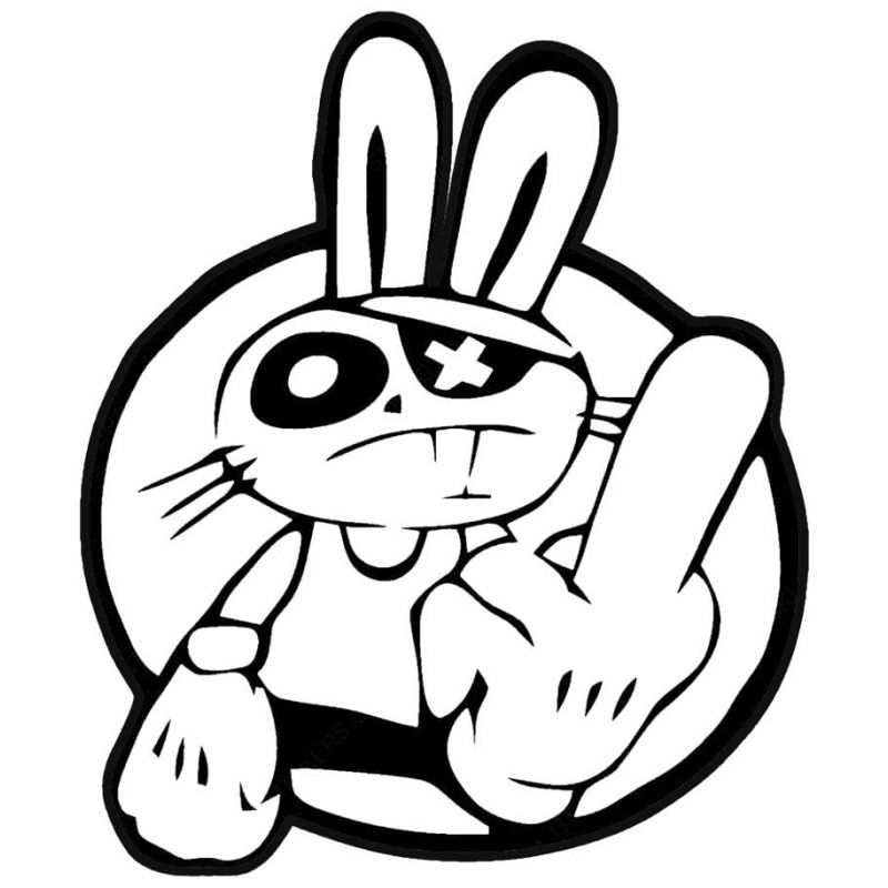 Sticker Fuck lapin rétro éclairant