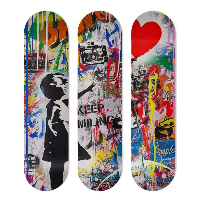 Skate Board pour décoration murale, Keep Smiling Art urbain Skate Board pour décoration murale, Keep Smiling Art urbain