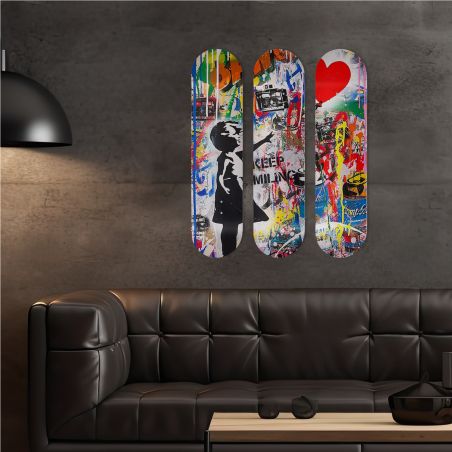 Skate Board pour décoration murale, Keep Smiling Art urbain Skate Board pour décoration murale, Keep Smiling Art urbain
