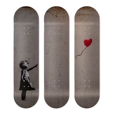 Skate Board pour décoration murale originale, Poesie urbaine inspired by Banksy