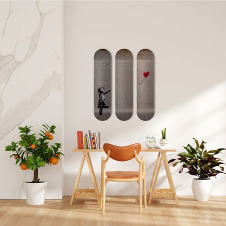 Skate Board pour décoration murale originale, Poesie urbaine inspired by Banksy