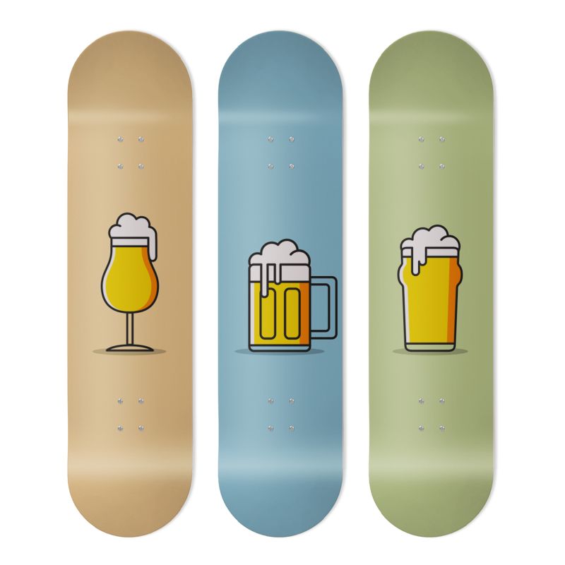 Skate Board mural pour décoration, triptyque bière Skate Board mural pour décoration, triptyque bière