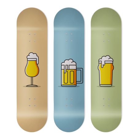 Skate Board mural pour décoration, triptyque bière