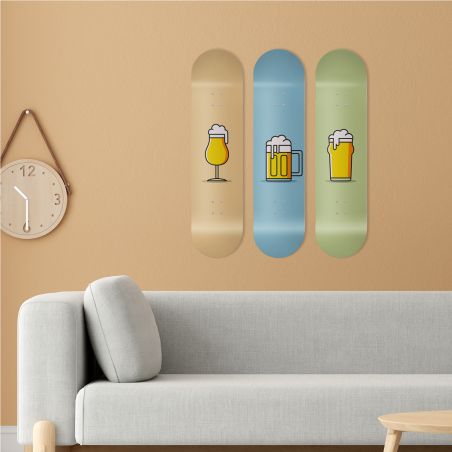 Skate Board mural pour décoration, triptyque bière Skate Board mural pour décoration, triptyque bière
