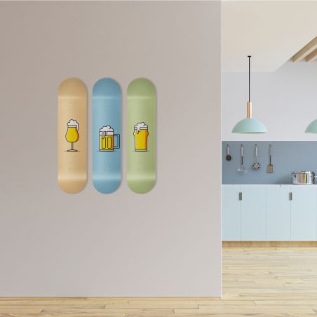 Skate Board mural pour décoration, triptyque bière Skate Board mural pour décoration, triptyque bière