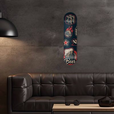 Skate Board pour décoration murale originale, Beer fire
