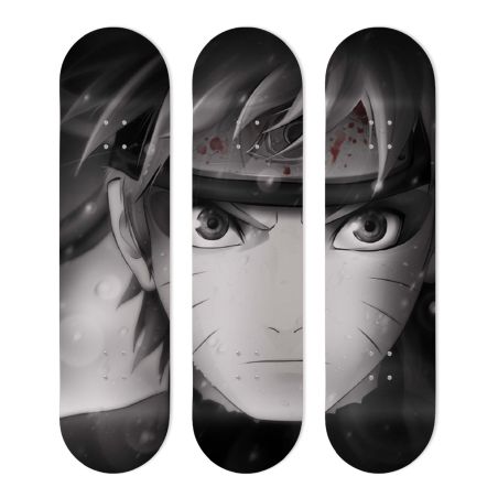 Déco Skate Board, Art, Naruto, Noir et Blanc