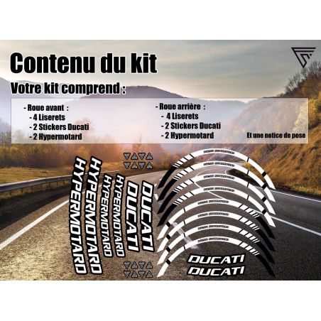 Pack Stickers jante moto Ducati Hypermotard Pack Stickers jante moto Ducati Hypermotard