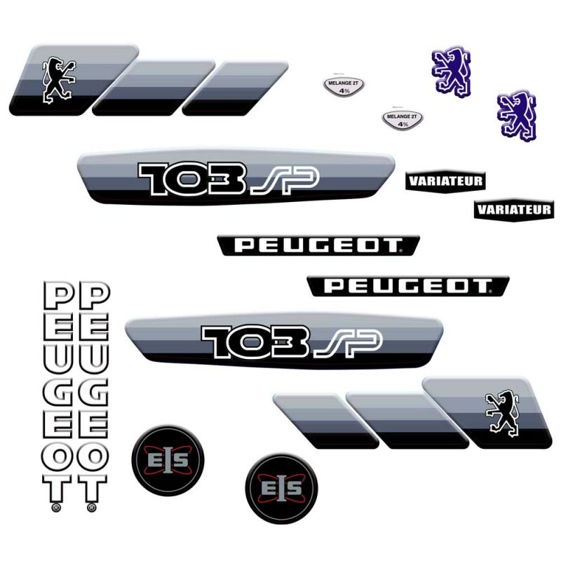 Kit Autcollants Peugeot 103 SP Phase 2 Noir Kit Autcollants Peugeot 103 SP Phase 2 Noir