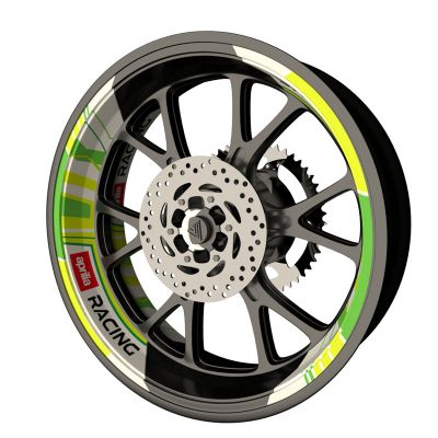 Kit déco jantes moto autocollant pour Aprilia jaune fluo