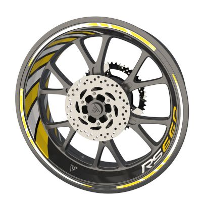 Kit de deco autocollant pour jante de moto Aprilia RS 660 Jaune