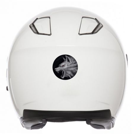 Stickers rétro réfléchissant tête de loup sur fond noir