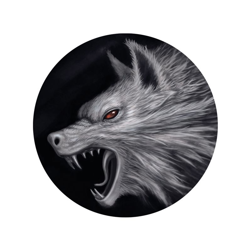 Stickers rétro réfléchissant tête de loup sur fond noir
