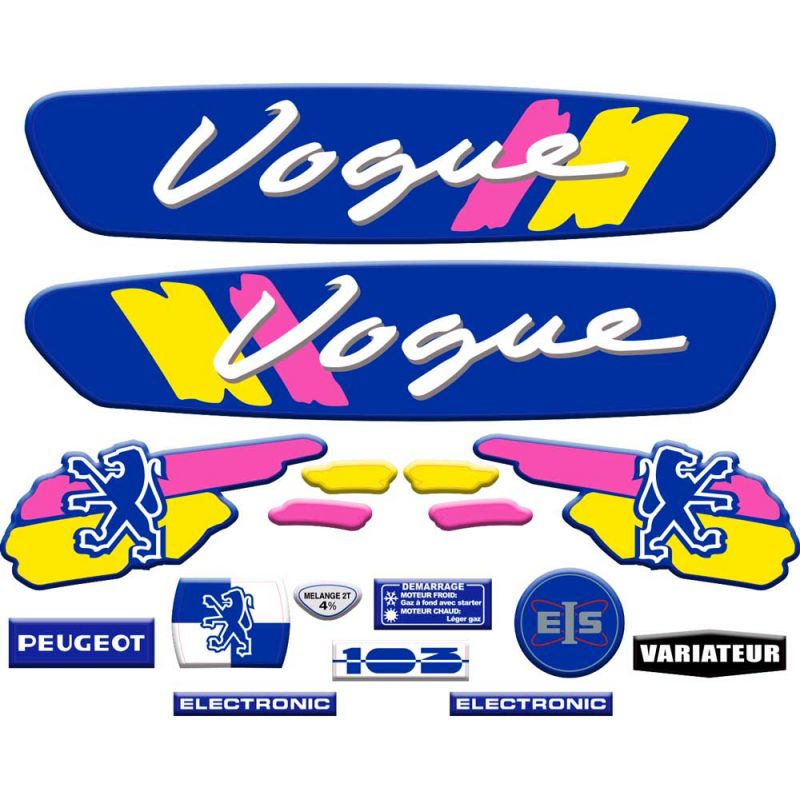 Pack stickers Peugeot 103 Vogue Bleu foncé Pack stickers Peugeot 103 Vogue Bleu foncé