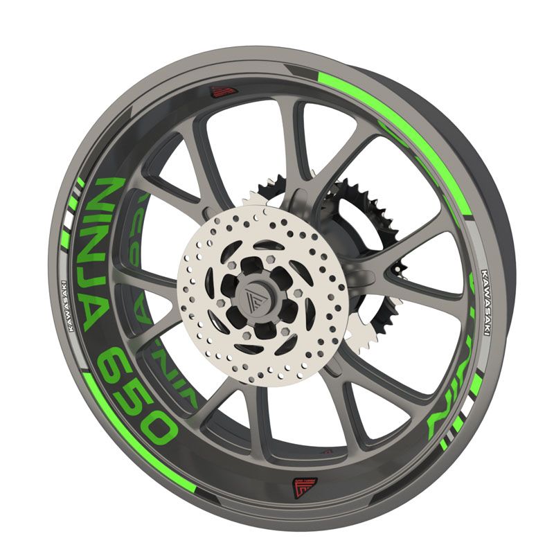 Kit stickers autocollants jantes moto Kawasaki Ninja 650 - Vert fluo