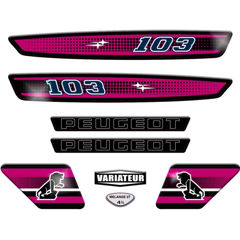 Kit déco Stickers Peugeot 103 SP Fuchsia Kit déco Stickers Peugeot 103 SP Fuchsia