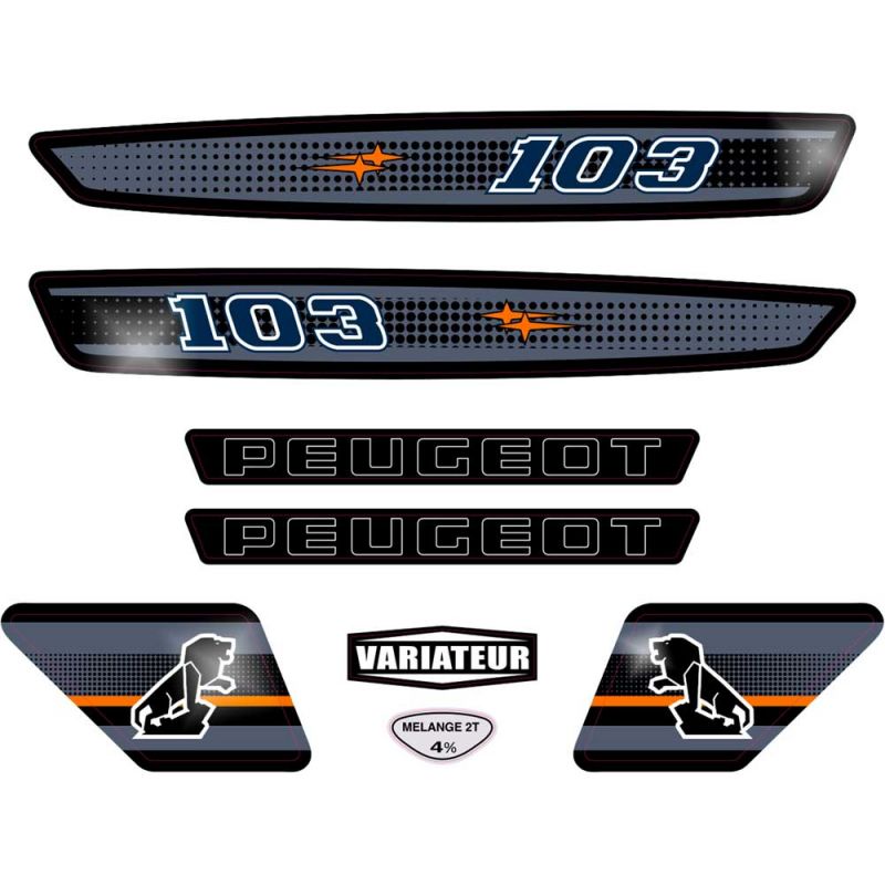 Kit déco Stickers Peugeot 103 SP Gris foncé Kit déco Stickers Peugeot 103 SP Gris foncé