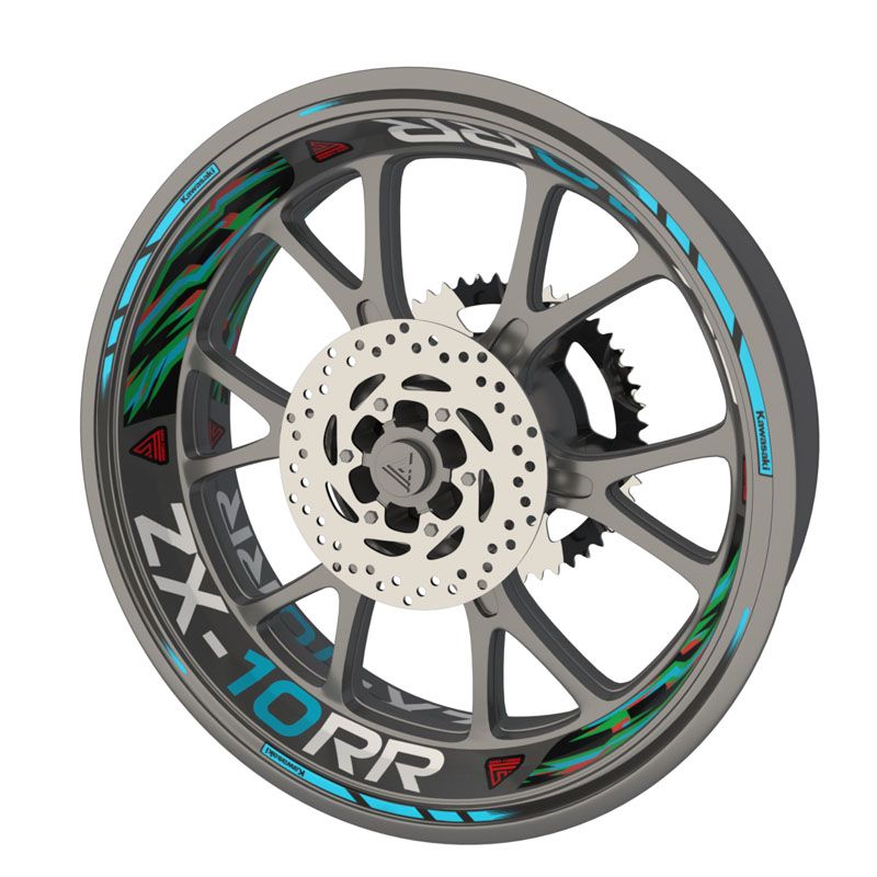 Pack stickers autocollants jantes moto Kawasaki ZX 10RR Azur