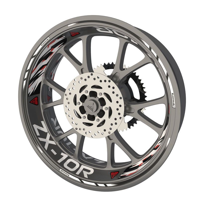 Pack stickers jantes moto Kawasaki ZX 10R Blanc