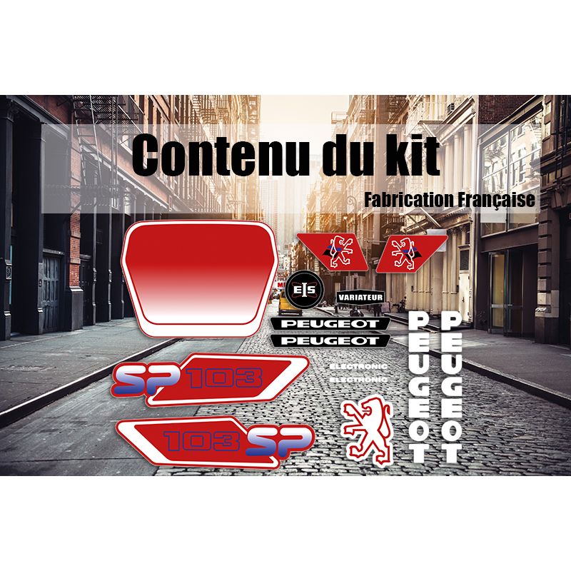 Kit Déco Peugeot 103 SP Bleu Rouge Ph3