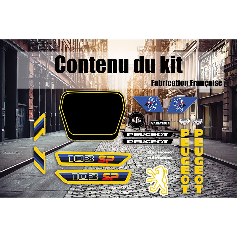 Kit déco Peugeot 103 SP 2 Bleu Jaune