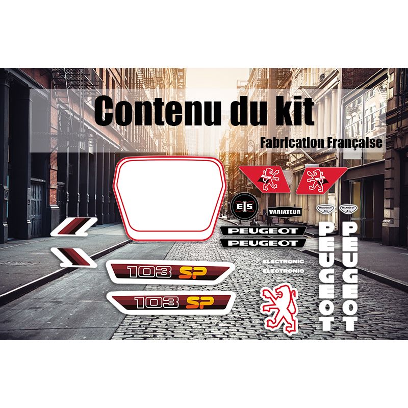 Kit déco Peugeot 103 SP 2 Rouge Blanc
