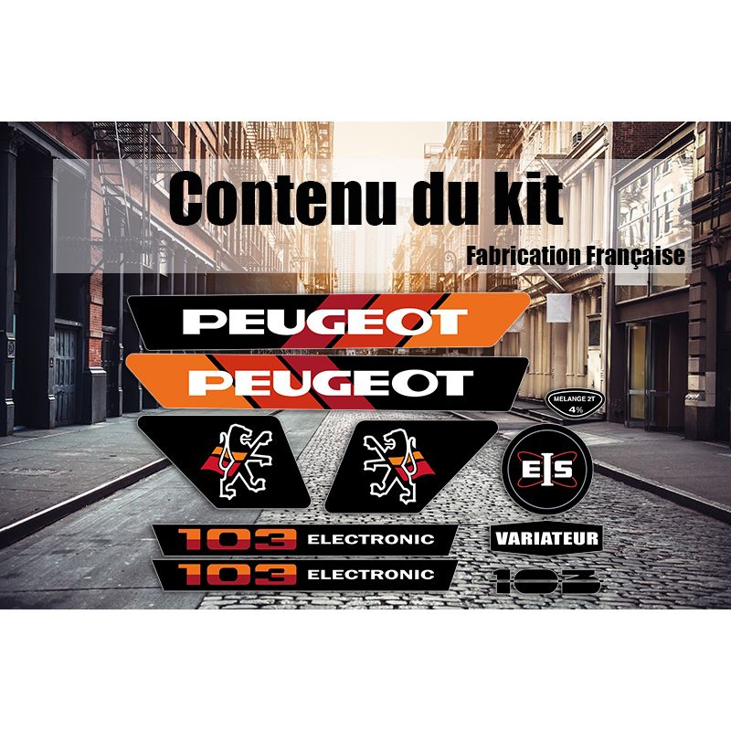 Kit déco Peugeot 103 MVL Orange Noir