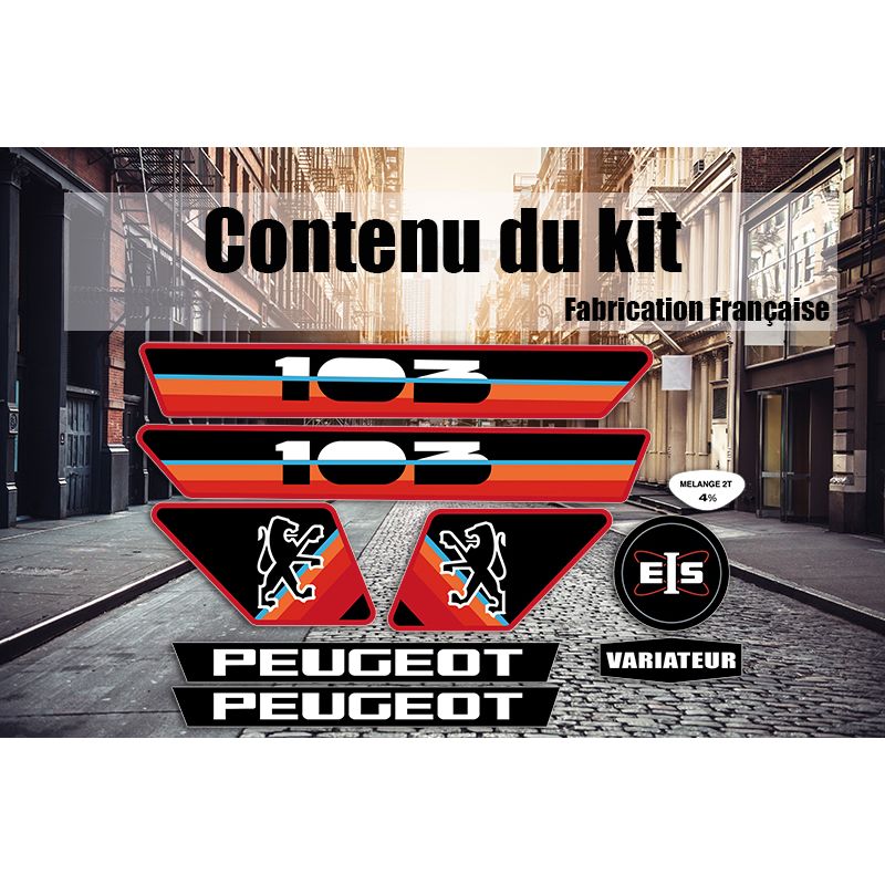 Kit déco Peugeot 103 MVL Noir Rouge