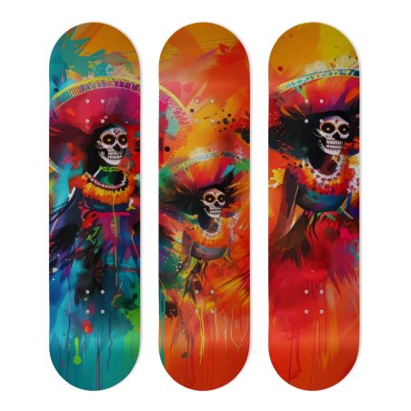 Skate Board pour décoration murale originale, Calaveras Tradition Mexicaine