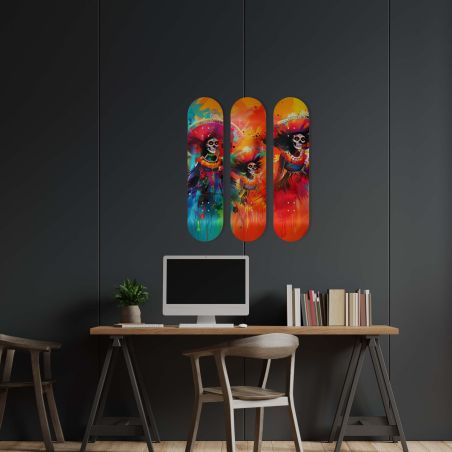 Skate Board pour décoration murale originale, Calaveras Tradition Mexicaine
