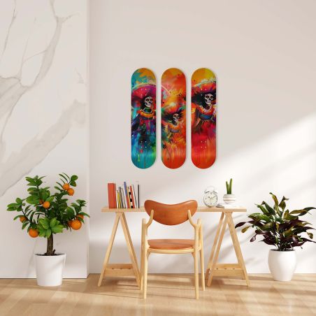 Skate Board pour décoration murale originale, Calaveras Tradition Mexicaine