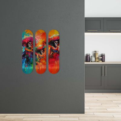 Skate Board pour décoration murale originale, Calaveras Tradition Mexicaine