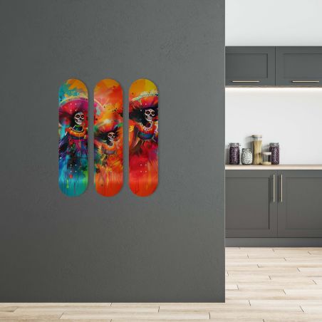 Skate Board pour décoration murale originale, Calaveras Tradition Mexicaine