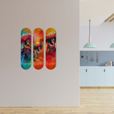 Skate Board pour décoration murale originale, Calaveras Tradition Mexicaine