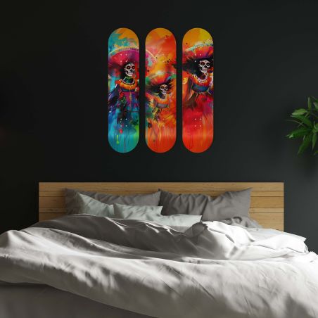 Skate Board pour décoration murale originale, Calaveras Tradition Mexicaine