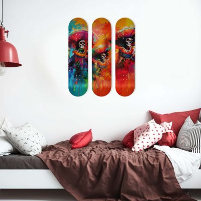 Skate Board pour décoration murale originale, Calaveras Tradition Mexicaine