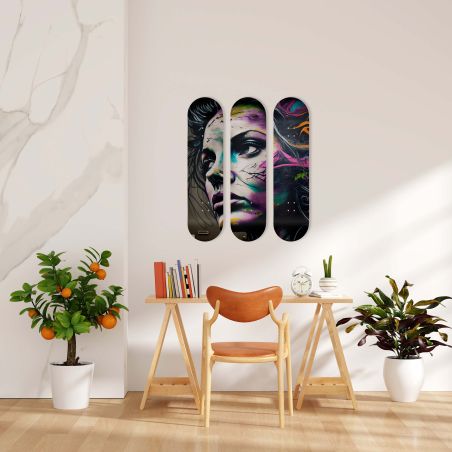 Déco Skate Board, Art, Visage Reflets Urbains Déco Skate Board, Art, Visage Reflets Urbains