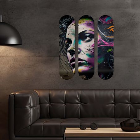 Déco Skate Board, Art, Visage Reflets Urbains Déco Skate Board, Art, Visage Reflets Urbains