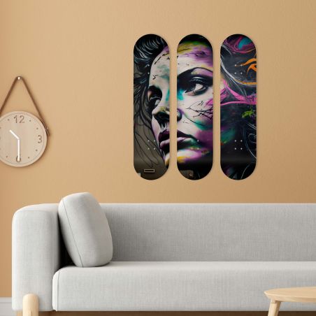 Déco Skate Board, Art, Visage Reflets Urbains Déco Skate Board, Art, Visage Reflets Urbains