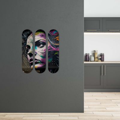 Déco Skate Board, Art, Visage Reflets Urbains