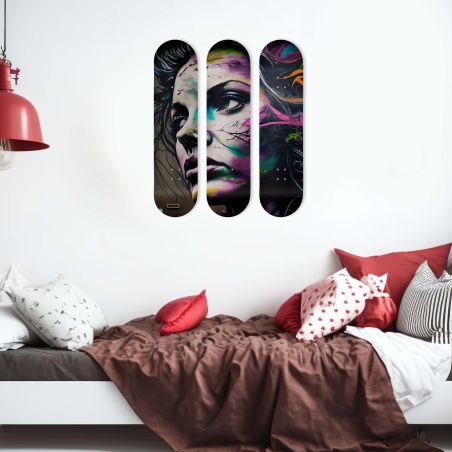 Déco Skate Board, Art, Visage Reflets Urbains Déco Skate Board, Art, Visage Reflets Urbains